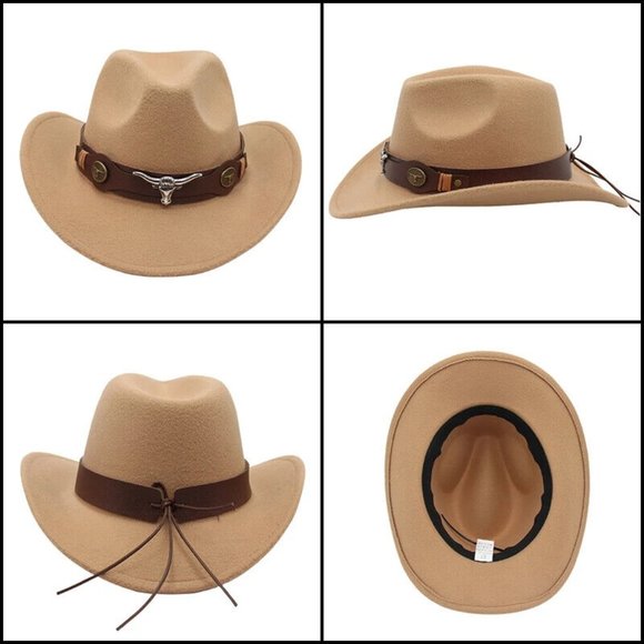 Wool Felt Fedora Panama Cowboy Girl Hat Casual Cap for men women - Picture 6 of 14